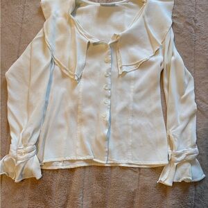 Elegant White Ruffle Collar Blouse